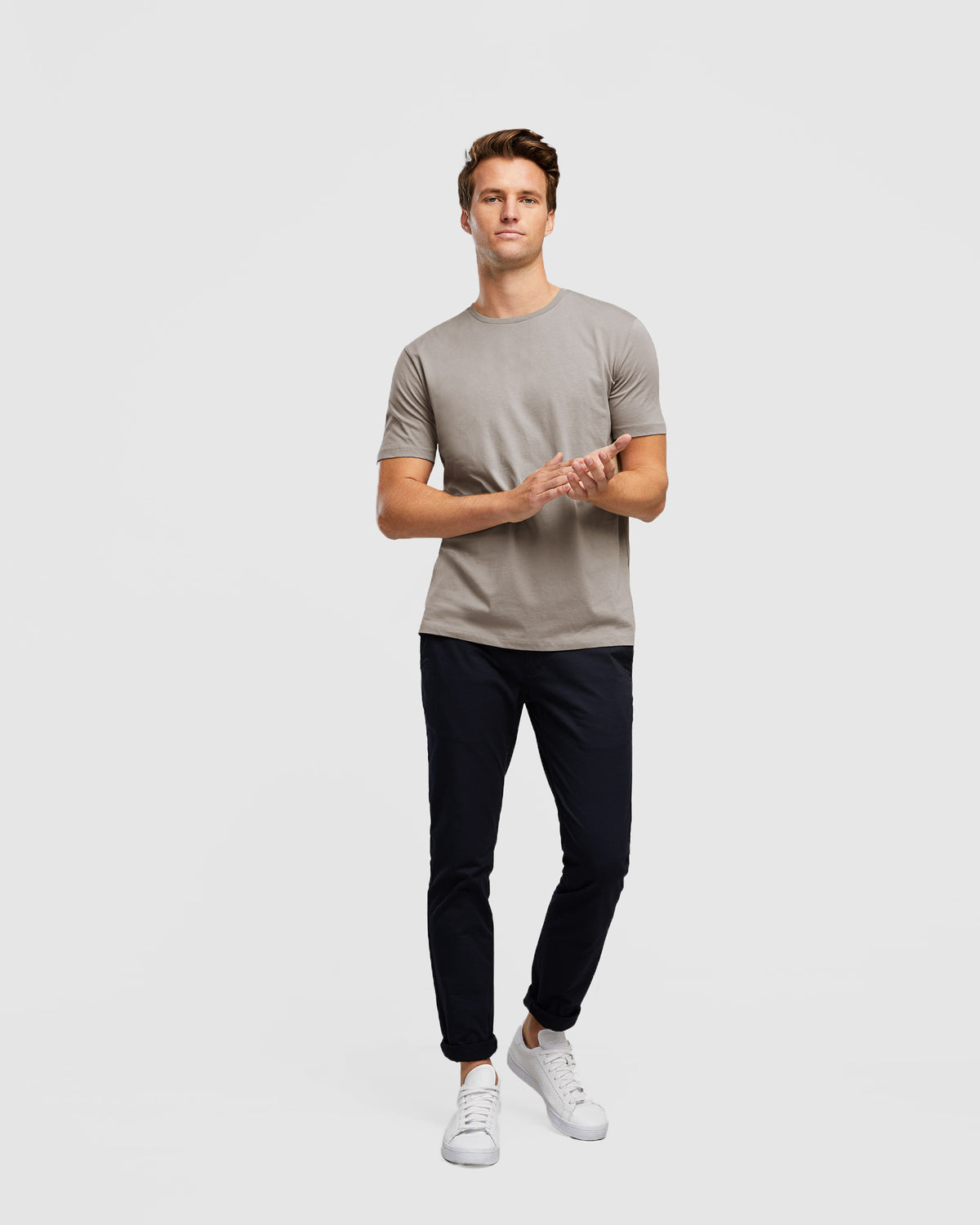 Slim Fit Men's Crew Tee in Cement, by Wayver