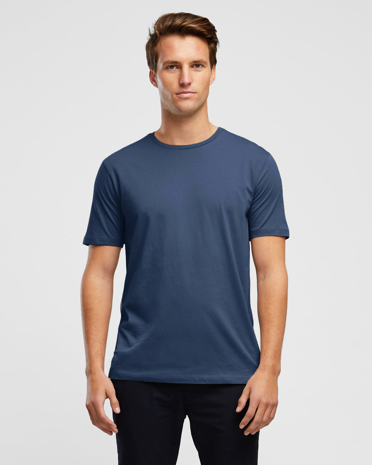 Essential Crew T-Shirt by Wayver in Vintage Indigo, Front View