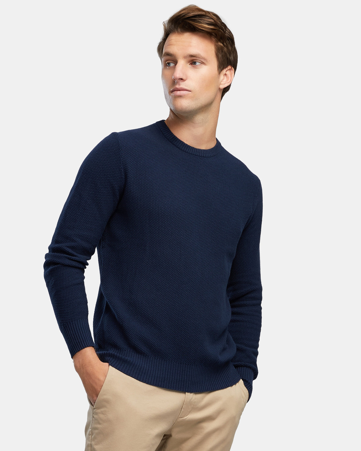 Wayver Originals Men&#39;s Textured Cotton Knit - Navy