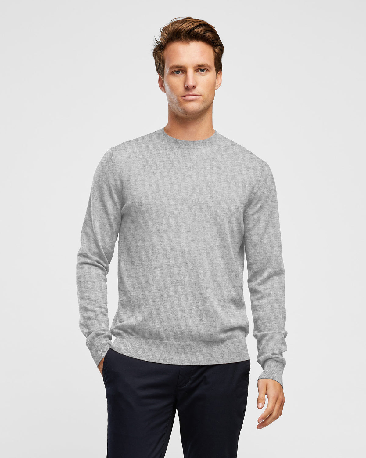 Men's Cotton Light Grey Crew Neck Knit - Wayver Originals