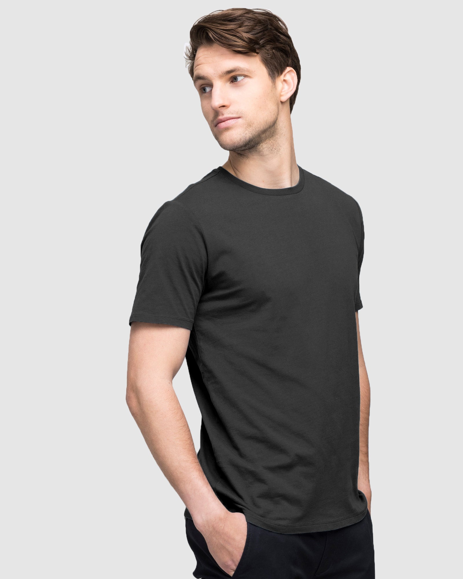 Men's Essential Crew Neck T-Shirt in Carbon Grey - Premium Cotton Tee Front View