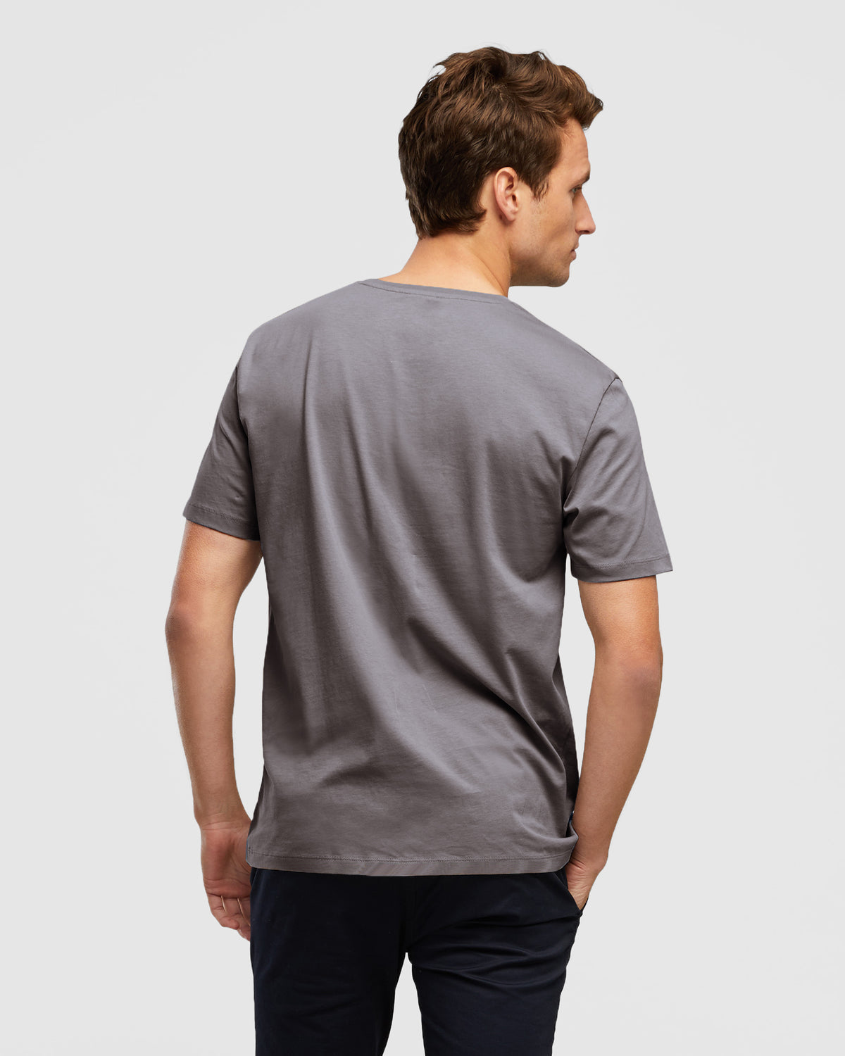 Classic T-Shirt for Men in Rock Brown, by Wayver, rear view