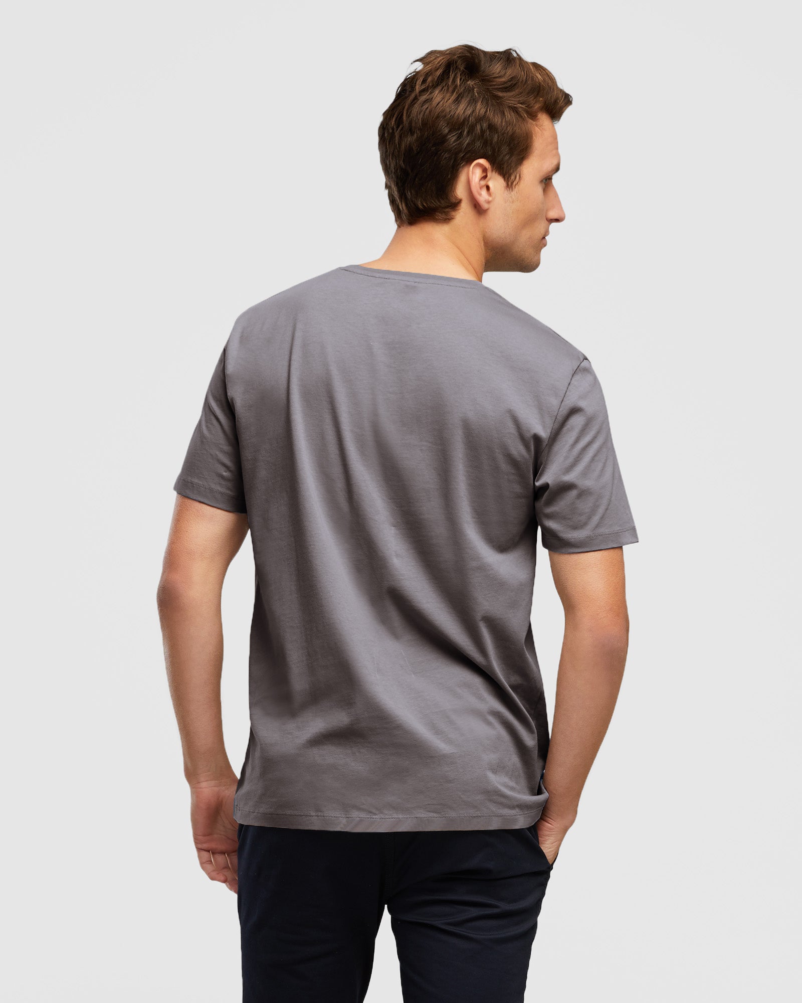 Classic T-Shirt for Men in Rock Brown, by Wayver, rear view