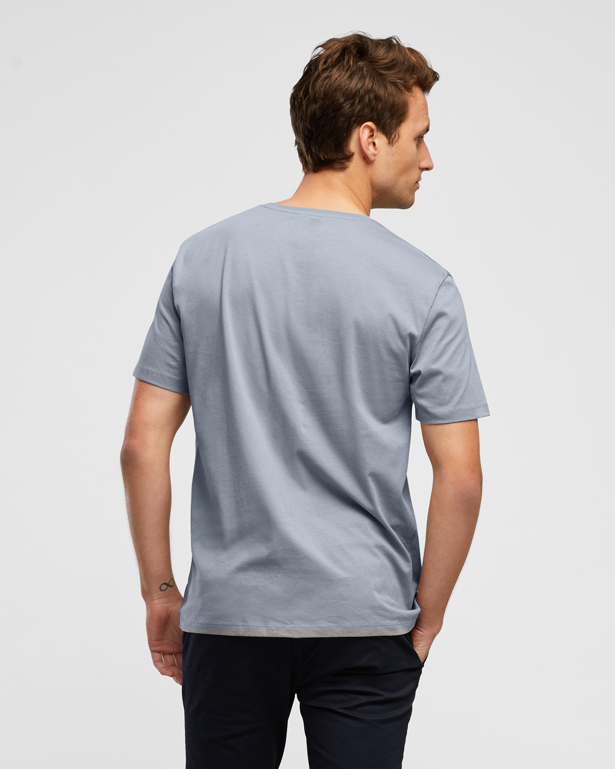 Easy Fit Men's Core Crew Tee in Steel, by Wayver Originals, rear view